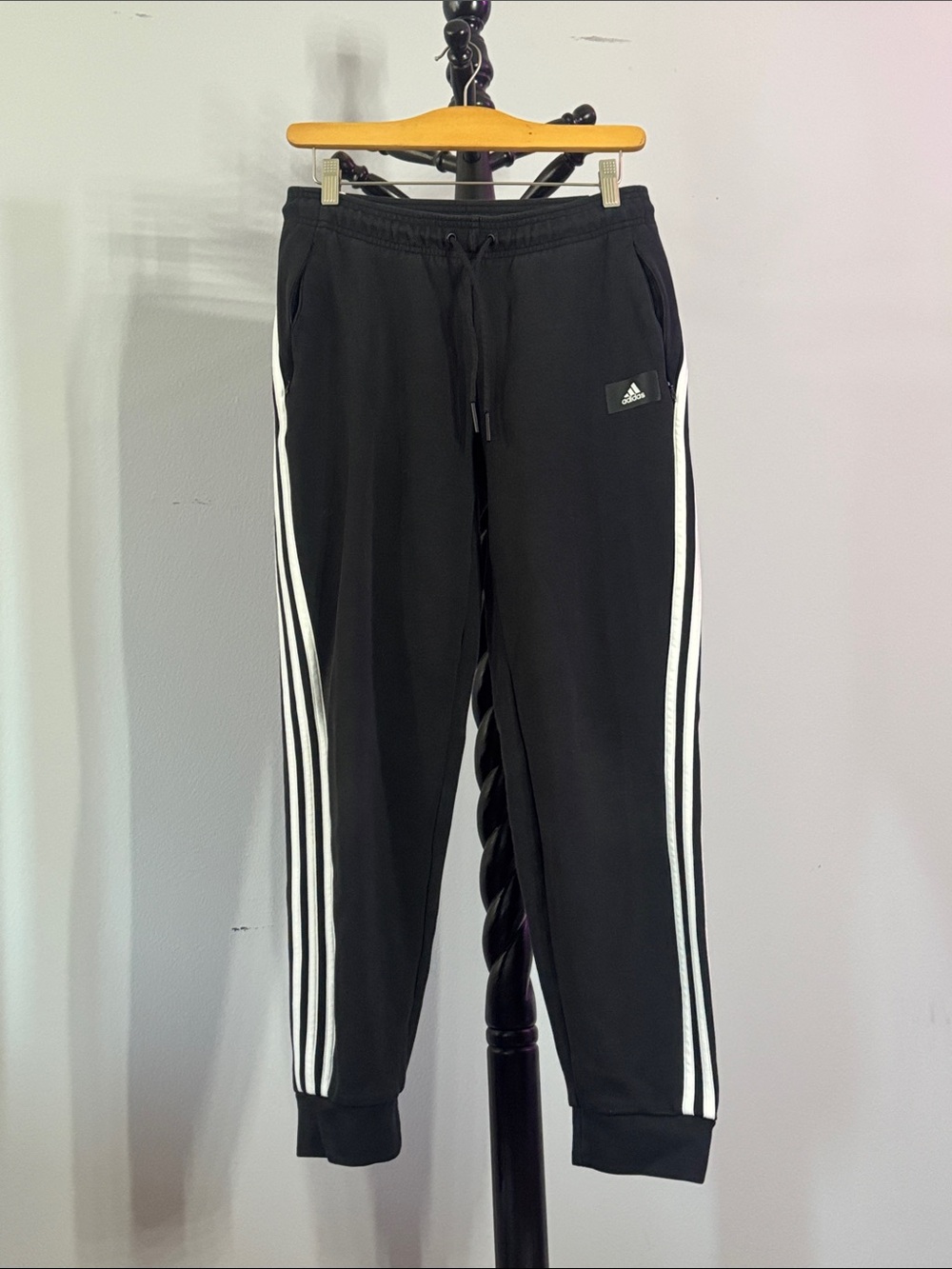 adidas Black Joggers with White Three-Stripes 17.1.B1